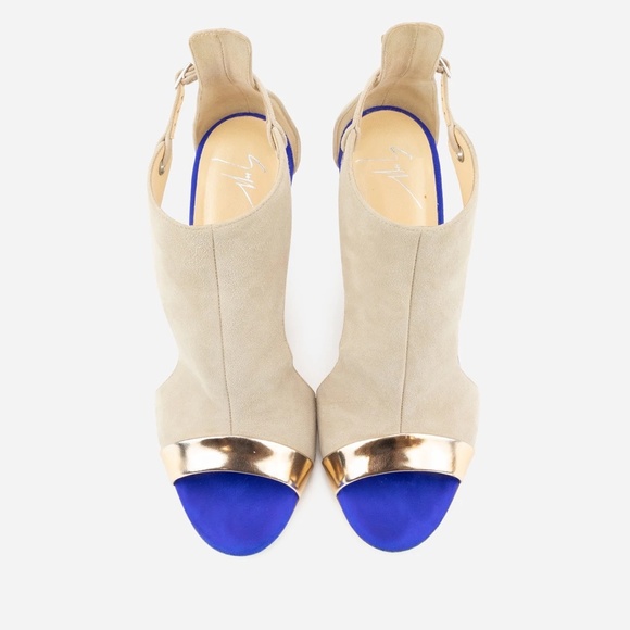 GIUSEPPE ZANOTTI  Two=Tone Suede and Metallic Leather Catie Sandals Size 38.5 - Picture 5 of 7